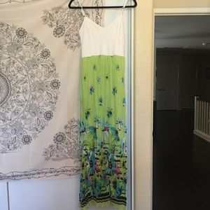 Aero Green & White Maxi Dress